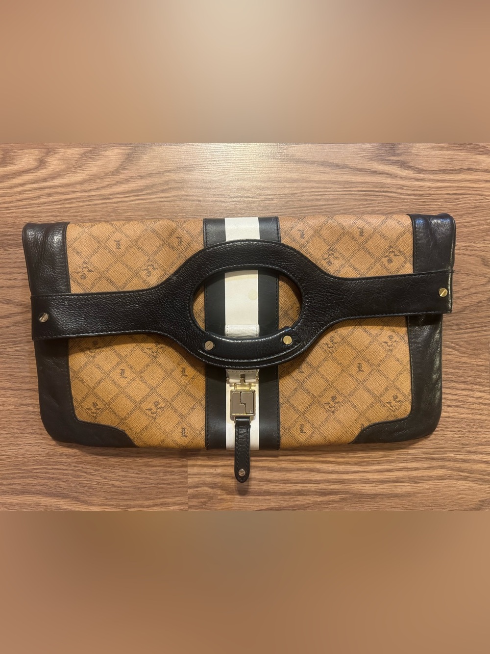 L.A.M.B. Carlisle Signature Foldover Clutch READ DESCRIPTION